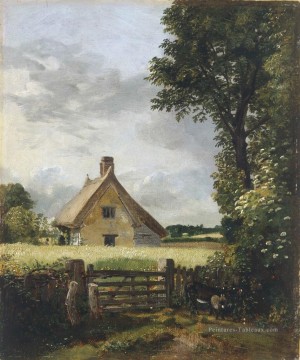 romantique romantisme Tableau Peinture - Un chalet dans un champ de maïs romantique John Constable